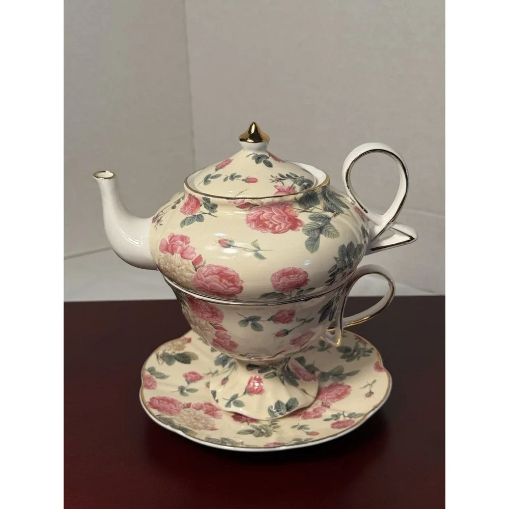 grace teaware tea for one Peony And Rose Floral Teapot Cup Saucer
